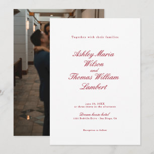 Modern Calligraphy Red Wedding Invitation