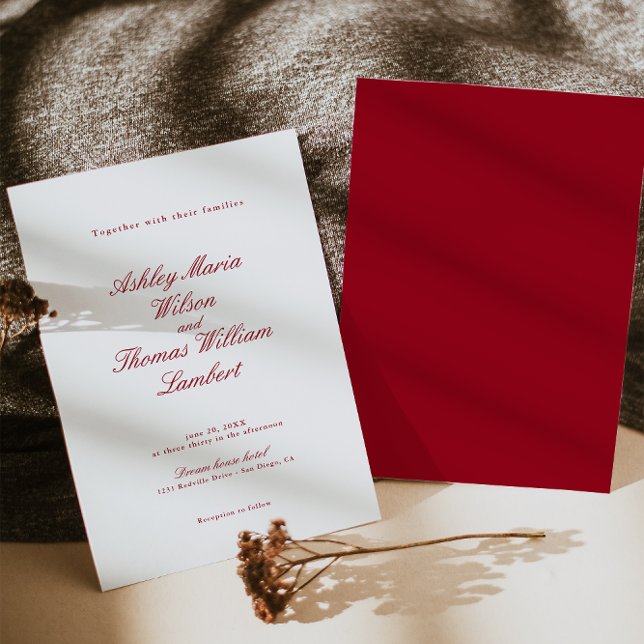 Modern Calligraphy Red Wedding Invitation (Creator Uploaded)