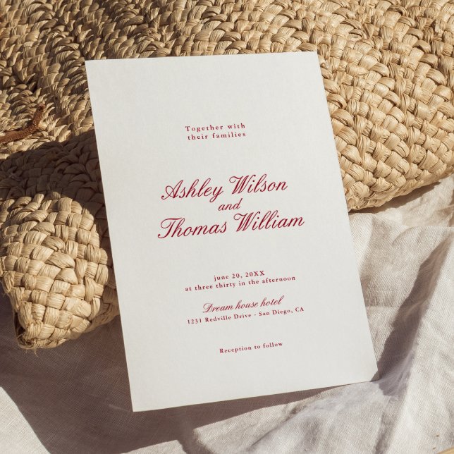 Modern Calligraphy Red Wedding Invitation (Creator Uploaded)