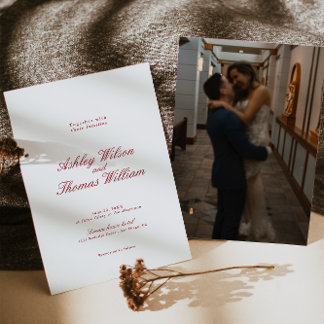 Modern Calligraphy Red Wedding Invitation