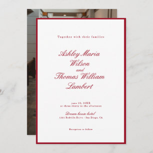 Modern Calligraphy Red Wedding Invitation