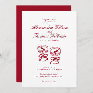 Modern Calligraphy Red Wedding Invitation