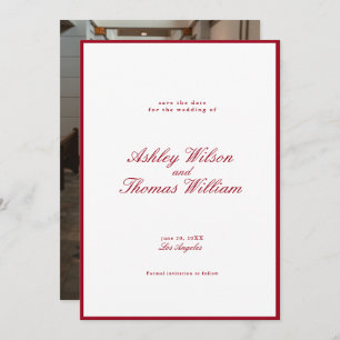 Modern Calligraphy Red Wedding Save the Date Invitation