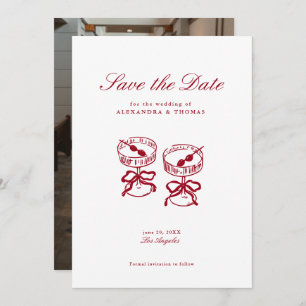 Modern Calligraphy Red Wedding Save the Date Invitation