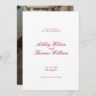 Modern Calligraphy Red Wedding Save the Date Invitation