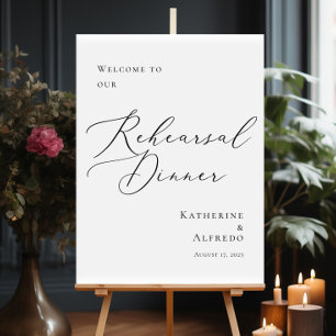 Modern calligraphy Rehearsal Dinner welcome Poster