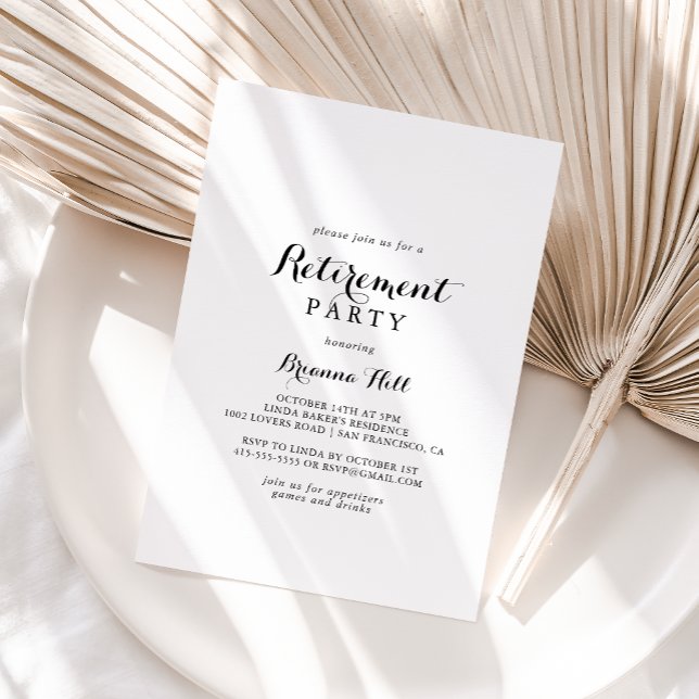 Modern Calligraphy Retirement Party Invitation (Creator Uploaded)