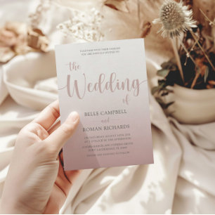  Modern Calligraphy Rose Gold Wedding Invitation