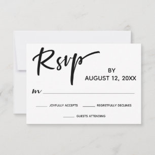 Modern Calligraphy RSVP with Gold Stripe Back Card
