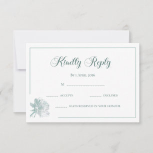 Modern Calligraphy Sage Green Floral Wedding RSVP Card