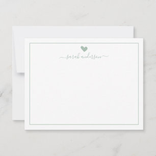 Modern Calligraphy Sage Green Heart Personalized Card