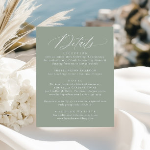 Modern Calligraphy Sage Green Wedding Details Enclosure Card