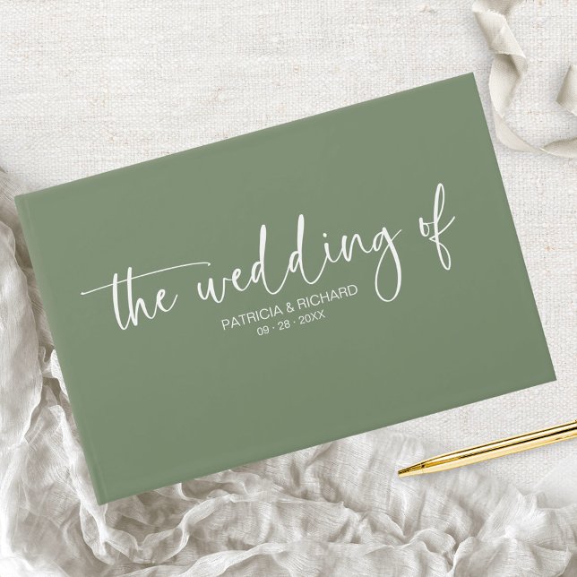 Modern Calligraphy Sage Green Wedding Guest Book (Creator Uploaded)