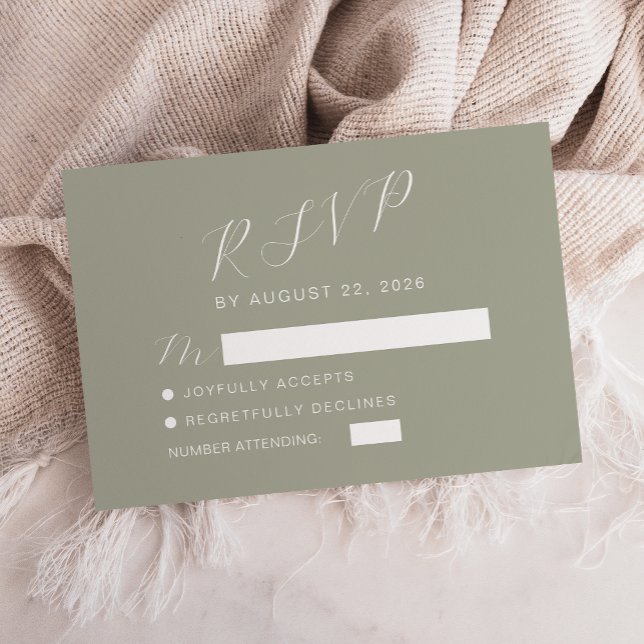 Modern Calligraphy Sage Green Wedding RSVP Card (Creator Uploaded)