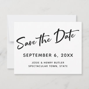Modern Calligraphy Save the Date Gold Striped Back
