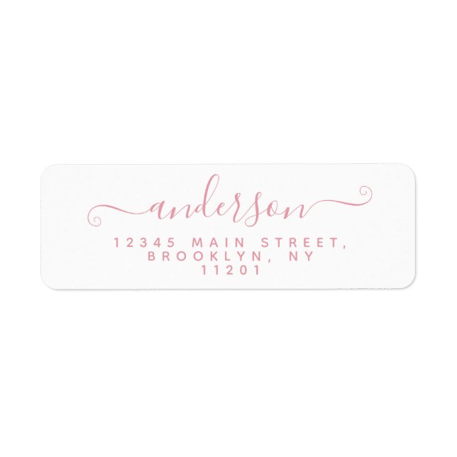 Modern Calligraphy Script Blush Pink Last Name (Front)