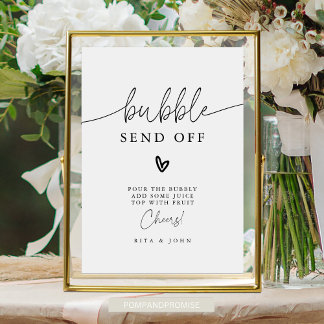 Modern Calligraphy Script Bubbly Bar Wedding Sign