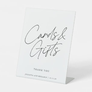 Modern Calligraphy Script Cards and Gifts Wedding Pedestal Sign