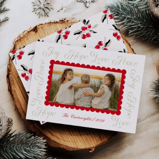 Modern Calligraphy Script Christmas Photo Card