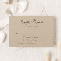Modern Calligraphy Script Elegant Kraft Paper RSVP