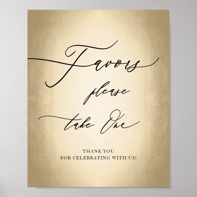 Modern Calligraphy Script Gold Favours Wedding Sig Poster (Front)