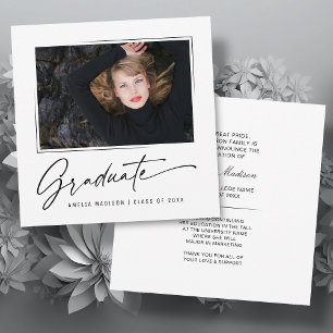 Modern Calligraphy Script Graduate Photo Square Announcement