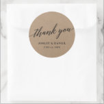 Modern Calligraphy Script Kraft Wedding Classic Round Sticker<br><div class="desc">Modern Elegant Calligraphy Script Wedding Kraft Round Sticker</div>