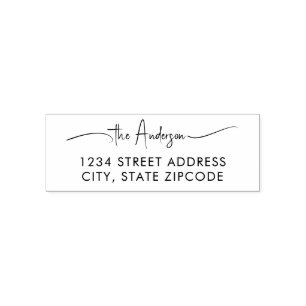 Modern Calligraphy Script Last Name Return Address Self-inking Stamp