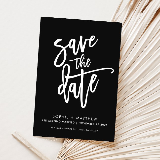 MODERN calligraphy script lettering black white Save The Date (Creator Uploaded)