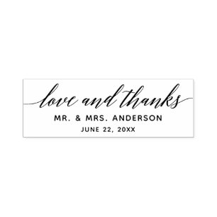 Modern Calligraphy Script Love and Thanks Wedding Self-inking Stamp