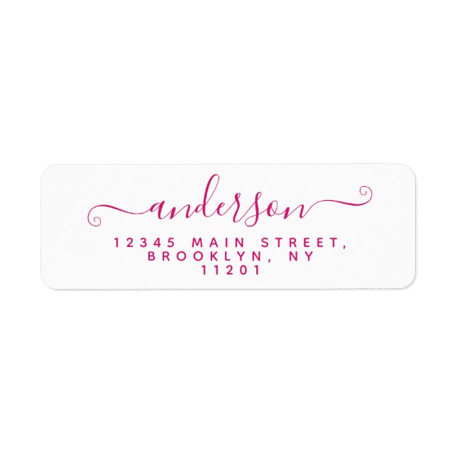 Modern Calligraphy Script Magenta Pink Last Name (Front)