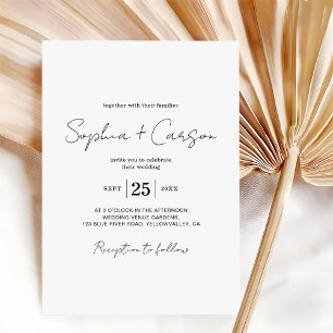 Modern Calligraphy Script Minimalist Wedding  Invitation