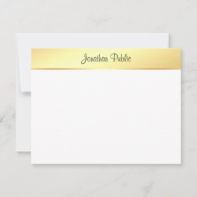 Modern Calligraphy Script Name Gold White Card (Front)