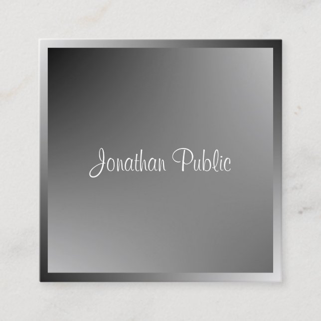 Modern Calligraphy Script Name Template Elegant Square Business Card (Front)