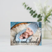 Modern Calligraphy Script New Baby Love and Thanks Postcard (Standing Front)