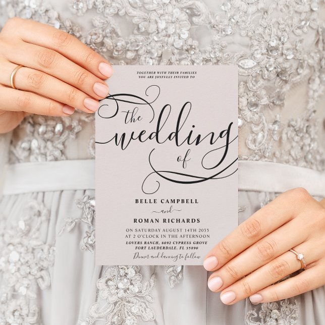 Modern Calligraphy Script Pale Pink Wedding  Invitation (Creator Uploaded)