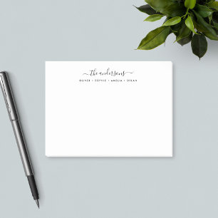 Modern Calligraphy Script Personalized Family Name Post-it Notes