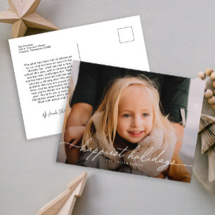 Modern Calligraphy Script Photo Happy Holiday Postcard