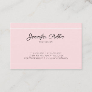 Modern Calligraphy Script Plain Elegant Pink Luxe Business Card