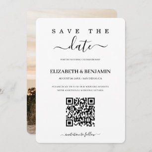 Modern Calligraphy Script QR Code Photo Save The D Save The Date