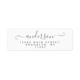 Modern Calligraphy Script Silver Grey Last Name
