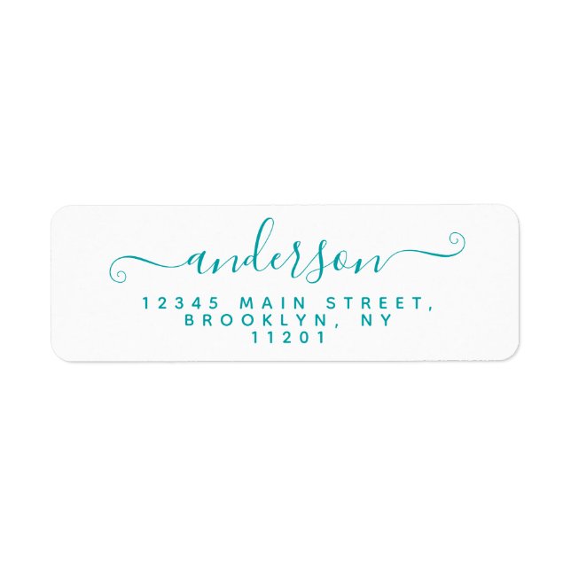 Modern Calligraphy Script Teal Green Last Name (Front)