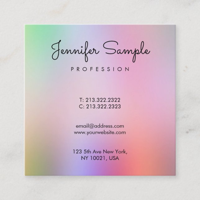 Modern Calligraphy Script Template Elegant Square Business Card (Front)