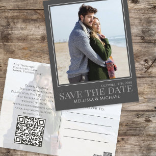 Modern Calligraphy Script Two Photo Simple QR Code Postcard