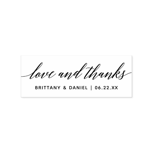 Modern Calligraphy Script Wedding Love and Thanks Rubber Stamp (Imprint)