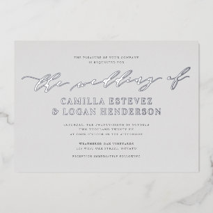 Modern Calligraphy Script Wedding Pale Grey Silver