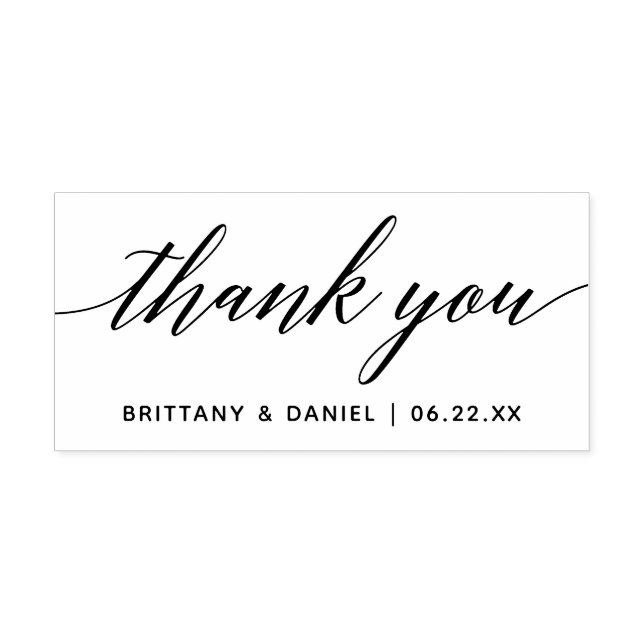 Modern Calligraphy Script Wedding Thank You Rubber Stamp (Imprint)