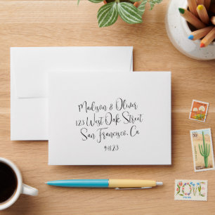 Modern Calligraphy Self-Addressed Wedding Reply Envelope
