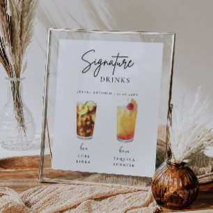 Modern Calligraphy Signature Drink Wedding Bar Poster