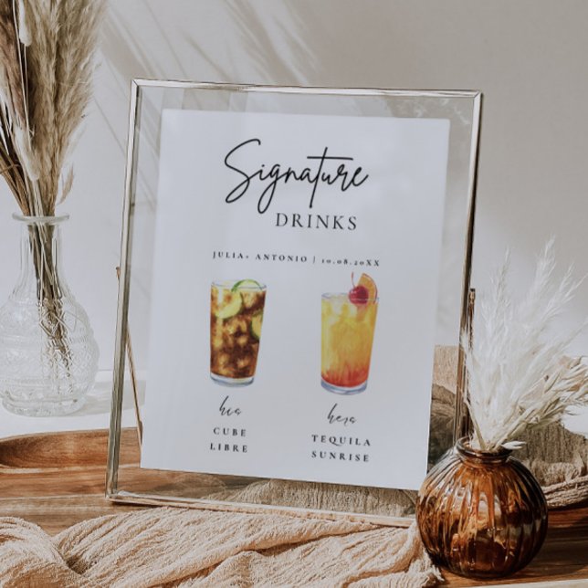 Modern Calligraphy Signature Drink Wedding Bar Poster (Creator Uploaded)